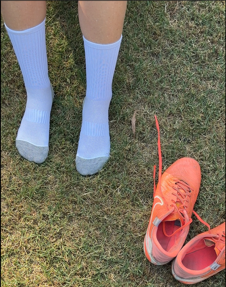 White Crew Grip Socks - M/L size