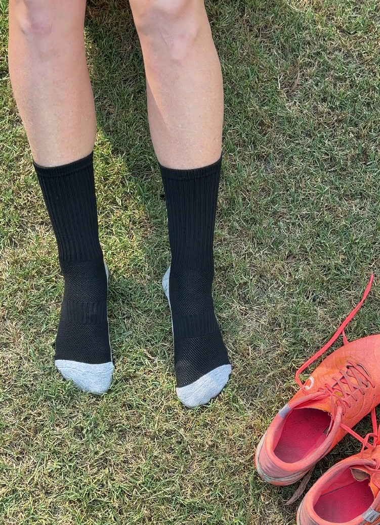 Black Crew Grip Socks - M/L size