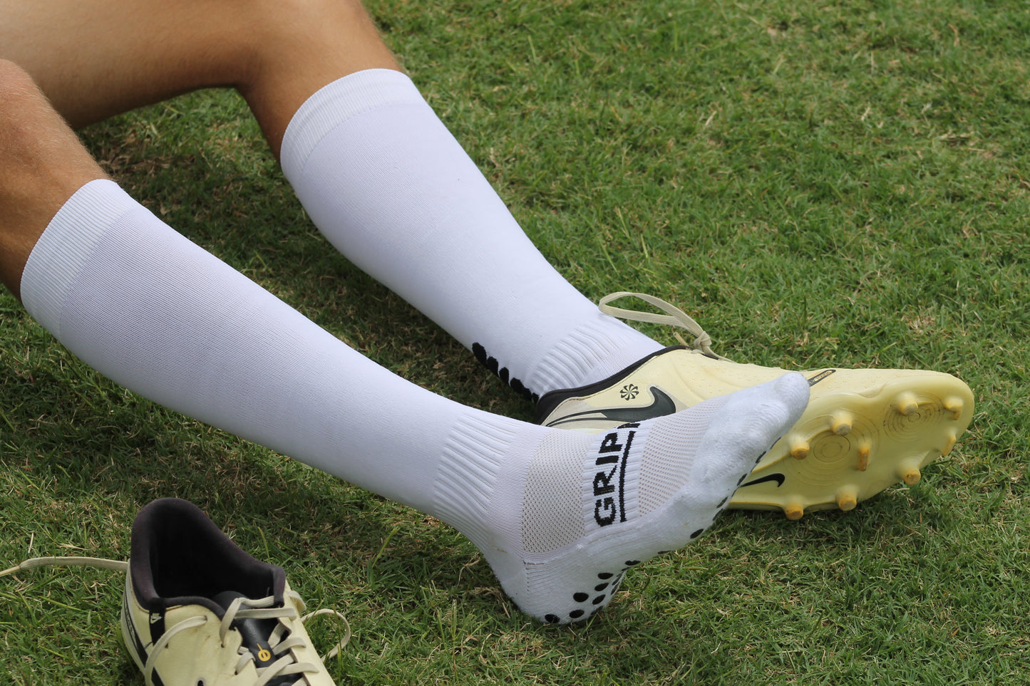 White Knee Length Grip Football Socks