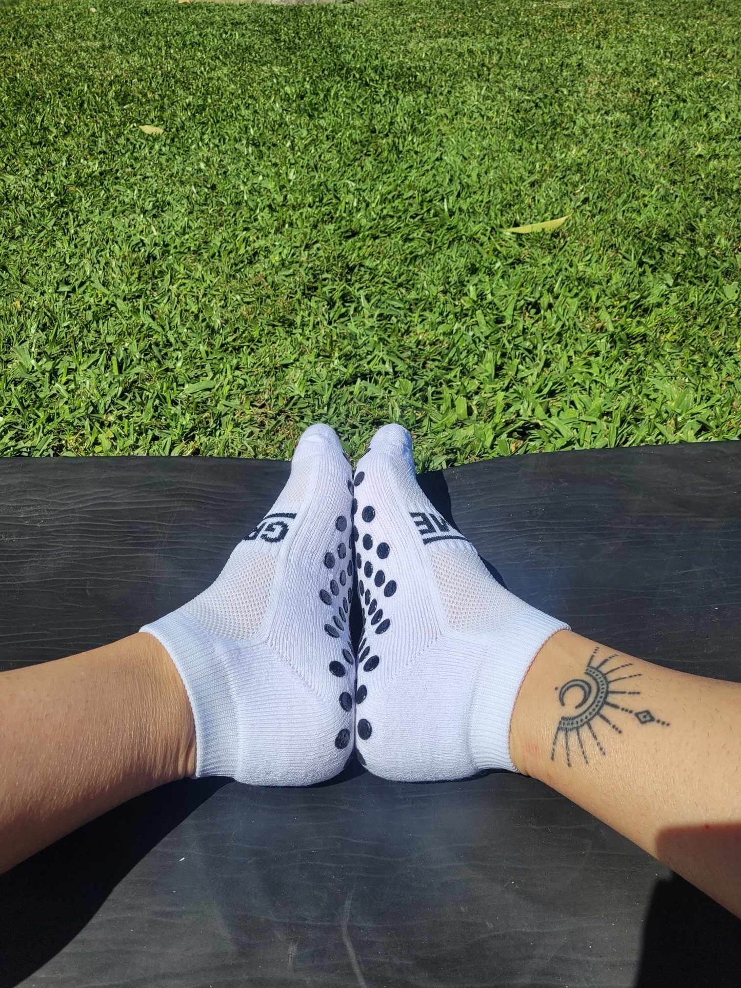 White Ankle Grip Socks