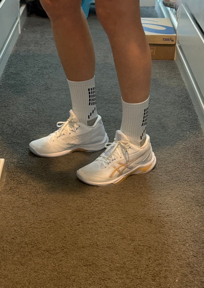 White Crew Grip Socks - M/L size