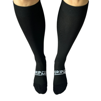 Black Knee Length Grip Football Socks