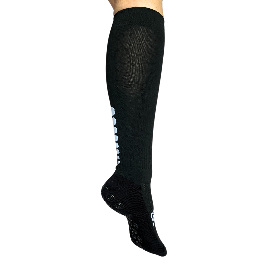 Black Knee Length Grip Football Socks