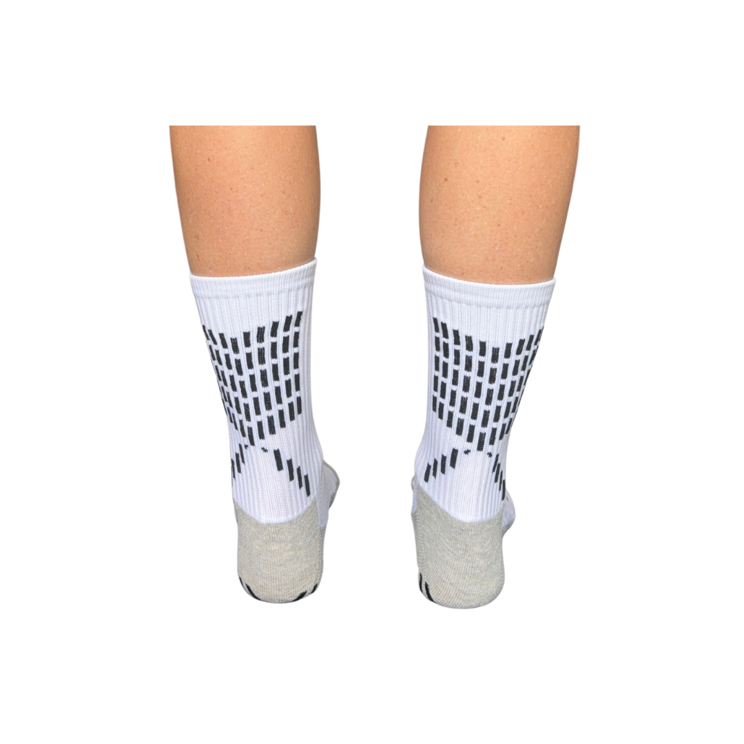White Crew Grip Socks - M/L size