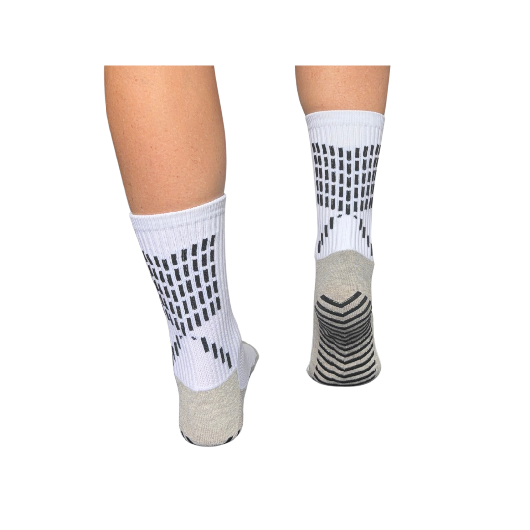 White Crew Grip Socks - M/L size