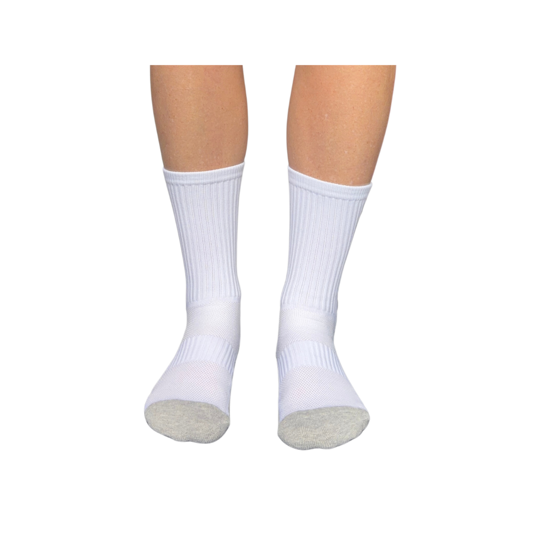White Crew Grip Socks - M/L size