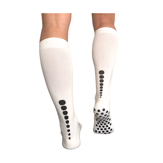 White Knee Length Grip Football/Soccer Socks