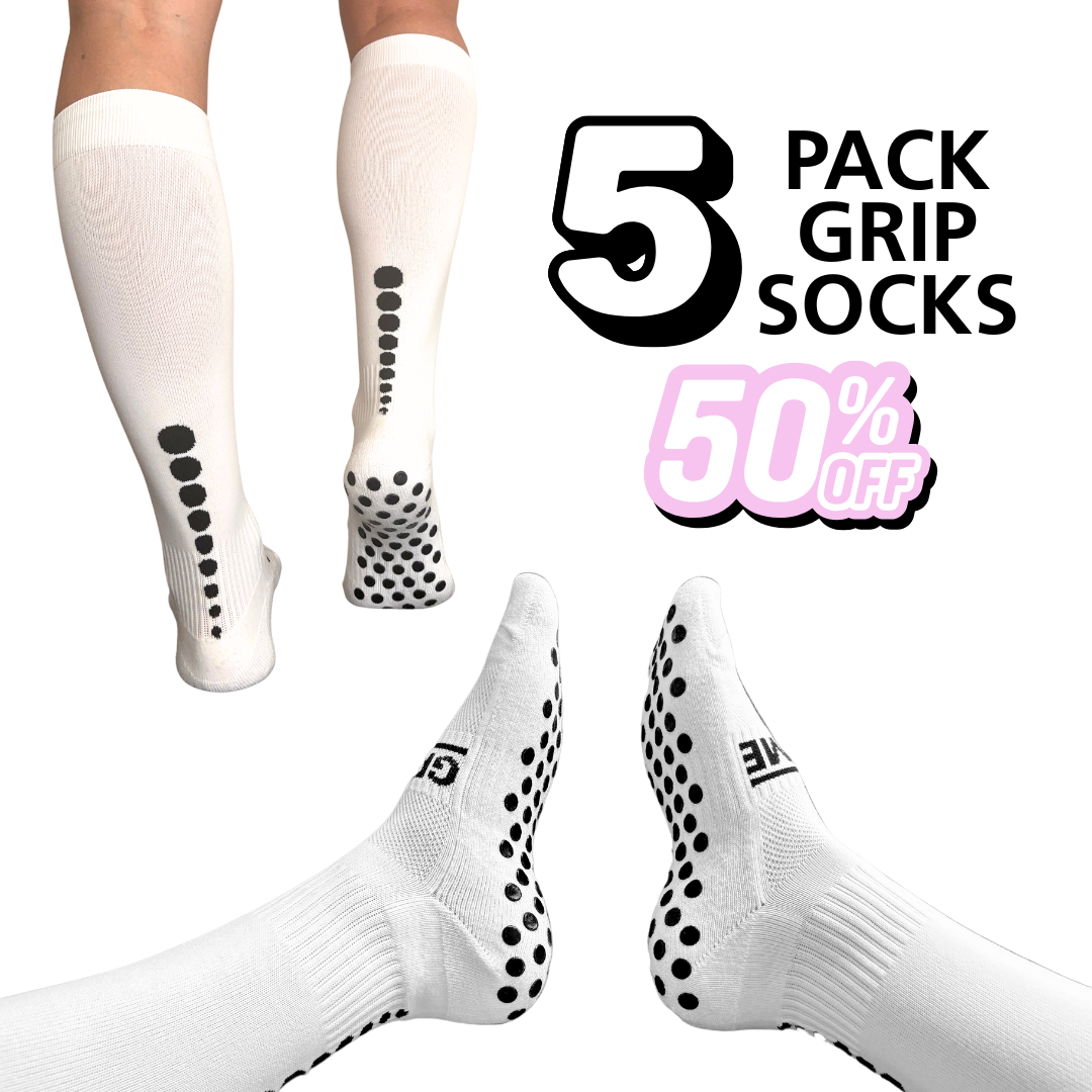 White Football Grip Sock - 5 pack