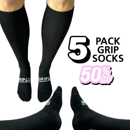 Black Football Grip Sock - 5 pack