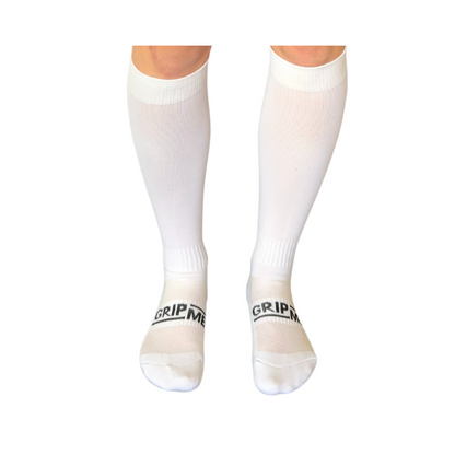 White Knee Length Grip Football Socks